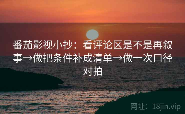 番茄影视小抄：看评论区是不是再叙事→做把条件补成清单→做一次口径对拍  第1张